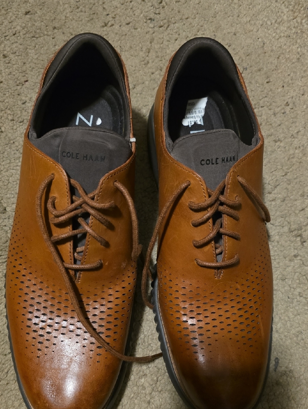 Cole Haan Men's Chestnut Brown Perforated Leather Oxfords
